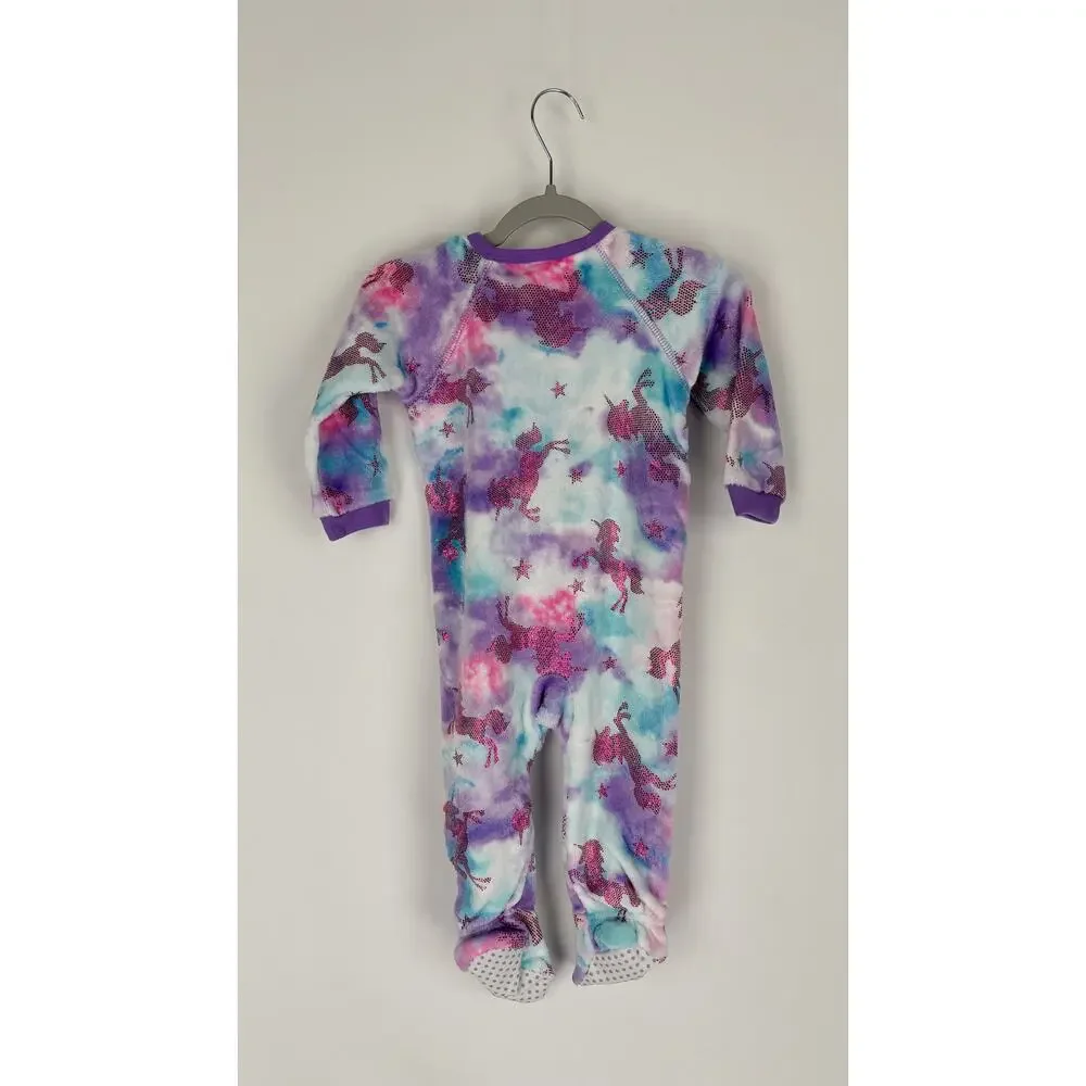 Childrens PJ Place Baby Girls Unicorn & Petal Fleece One Piece Pajamas 12-18M